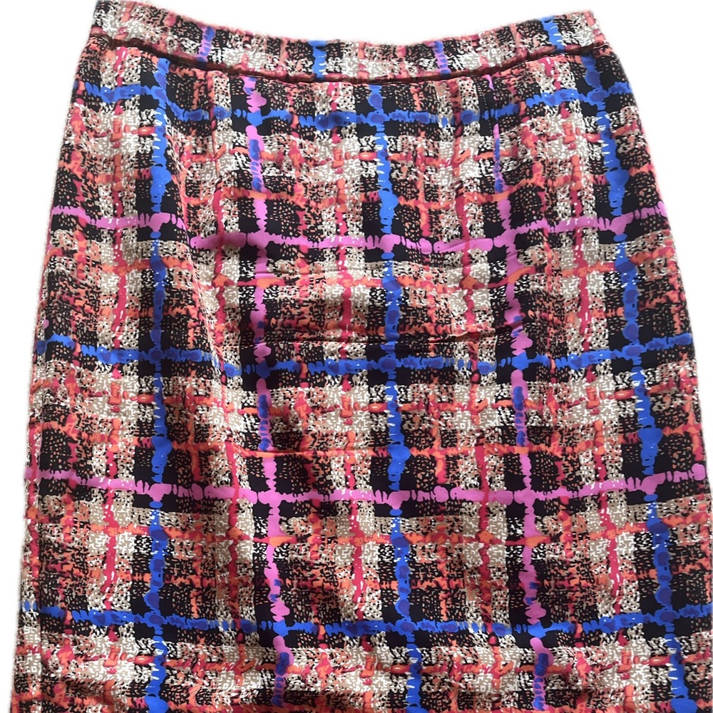 J. Crew Pink and Blue Plaid Pencil Skirt